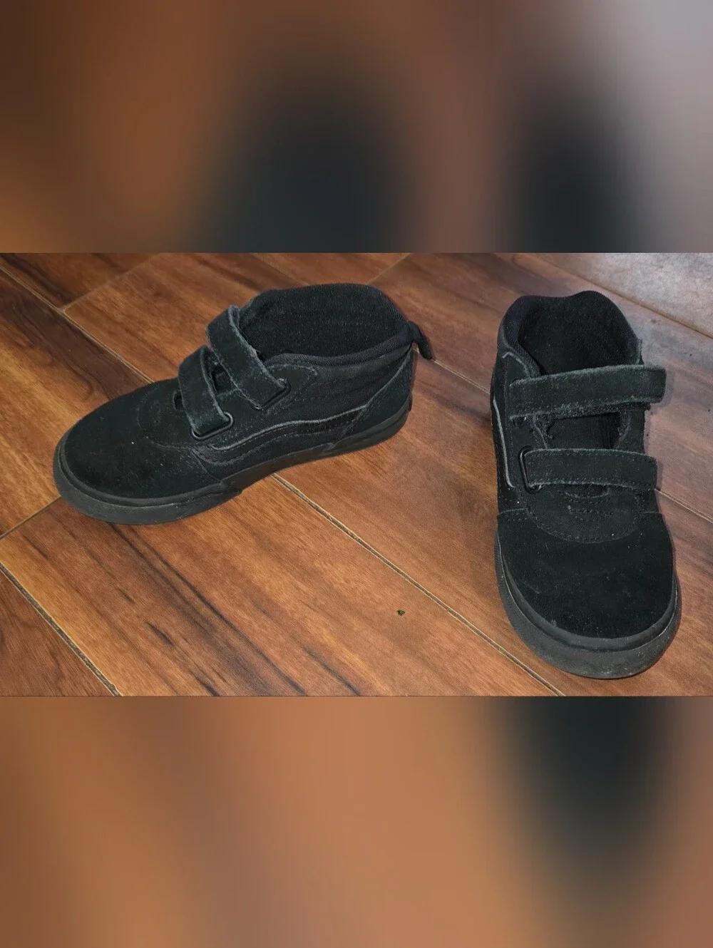 GUC Adorable Kid's Vans Black Double-Velcro Suede Sneakers Toddler Size 10